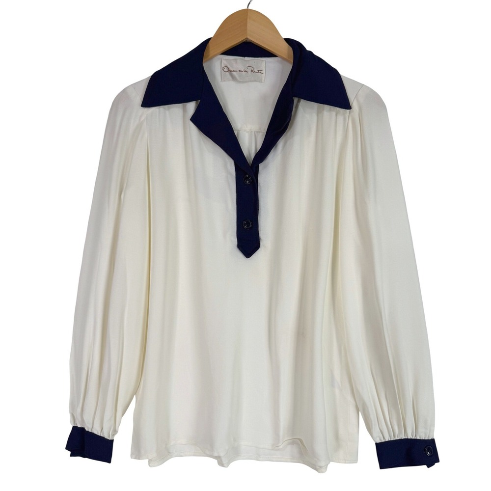 Vintage 1980s Oscar de la Renta Blouse Large – Made in USA – ILGWU Union Made